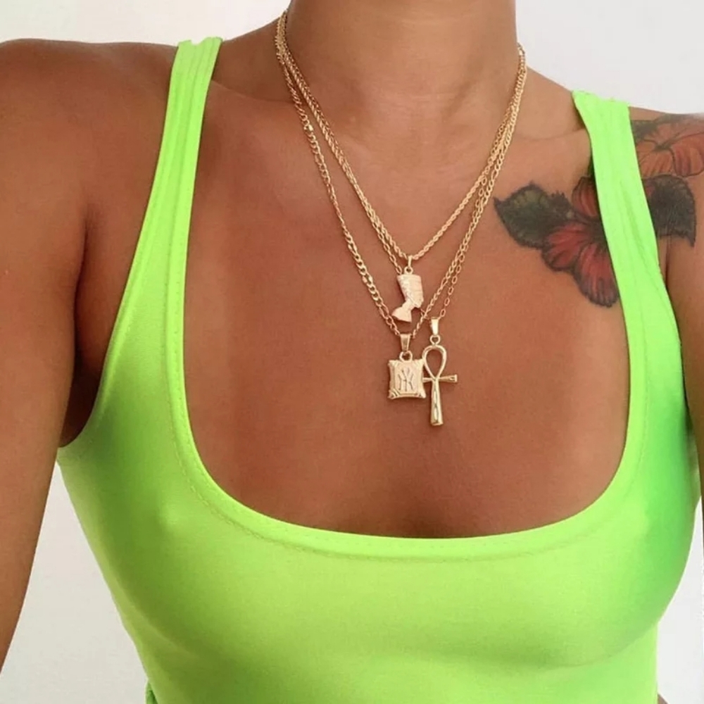 📿📿📿 Ankh Nefertiti SILVER Multilayer Necklace